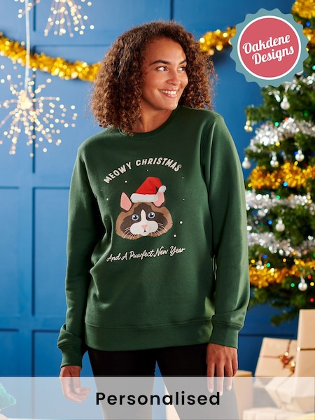 Oakdene Womens Personalised Red Cat Breed Christmas Jumper (AT2103) | £30