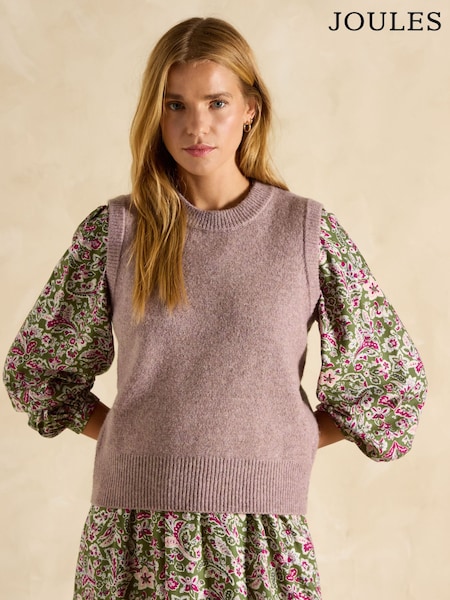 Joules Holly Dusky Pink Regular Fit Knitted Vest (AT2110) | £40