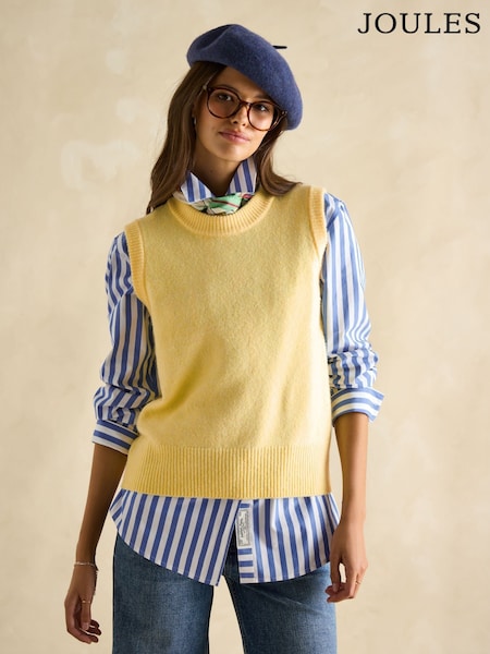 Joules Holly Yellow Regular Fit Knitted Vest (AT2113) | £40