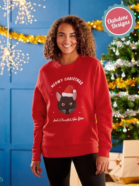 Oakdene Womens Personalised Red Cat Breed Christmas Jumper (AT2114) | £30