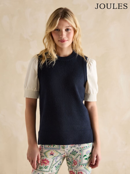 Joules Holly Navy Blue Longline Knitted Vest (AT2115) | £45