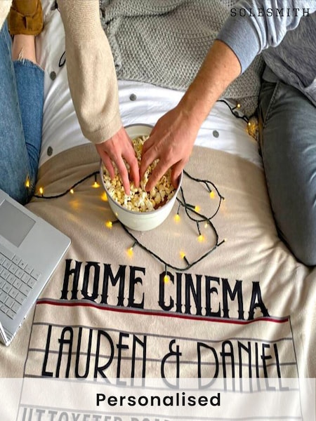 Personalised Home Cinema Family Fleece Blanket by Solesmith (AT2159) | £45
