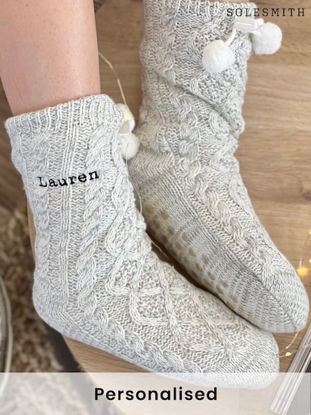 Solesmith Grey Typewriter Style Personalised Slippers (AT2163) | £35