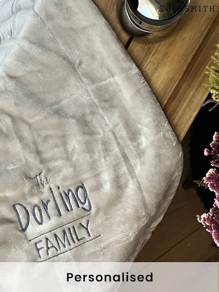 Personalised Embroidered Family Surname Winter Blanket by Solesmith (AT2164) | £45