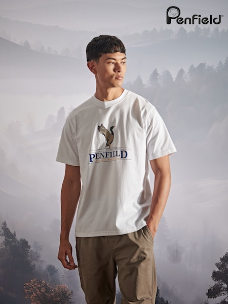 Penfield White Mens 100% Cotton Regal Mallard T-Shirt (AT2266) | £35