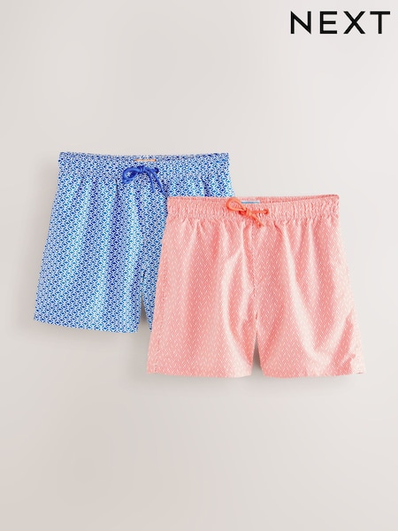 Navy Printed Swim Shorts 2 Pack (AT2277) | £34