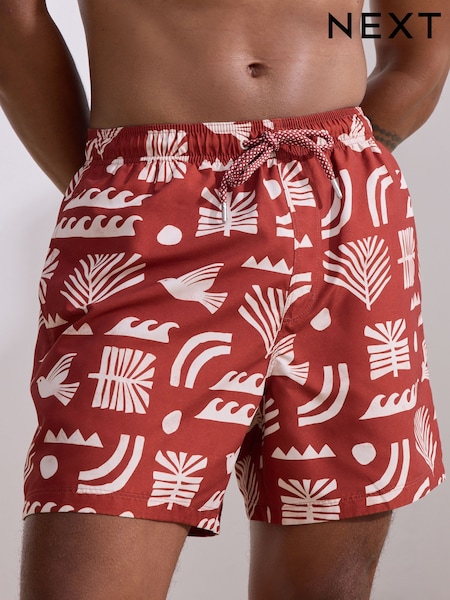 Rust Red Printed Swim Shorts (AT2296) | £18