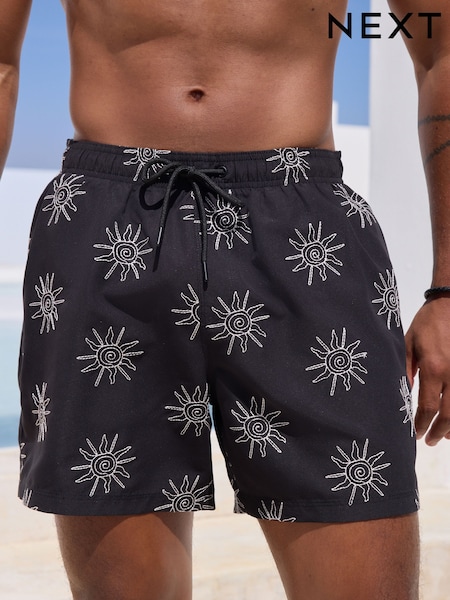 Black Embroidered Swim Shorts (AT2307) | £24