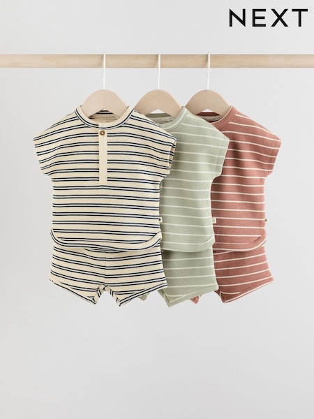 Mineral Stripe Baby Tops and Shorts Set 6 Piece (AT2355) | £28 - £30