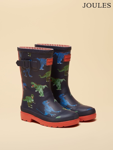 Joules Kids' Navy & Red Dinosaur Printed Wellies (AT2362) | £25