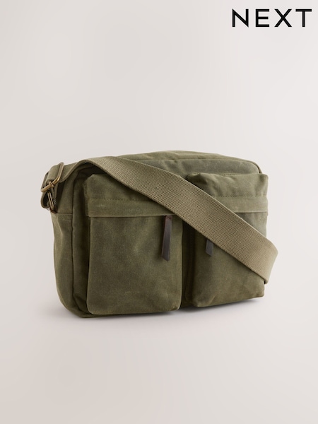Green Wax Cotton Crossbody Bag (AT2466) | £45