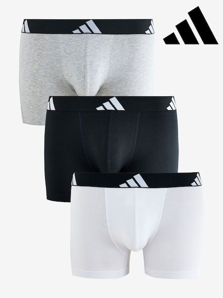adidas Black/White Active Flex Cotton Trunks 3 pack (AT2558) | £35