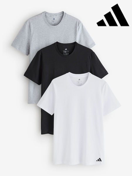 adidas Black/Grey Active Core Cotton Crew Neck Tshirt 3 Pack (AT2562) | £40