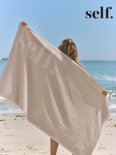 self. Natural Logo Beach Towel 100% Cotton (AT2575) | £35