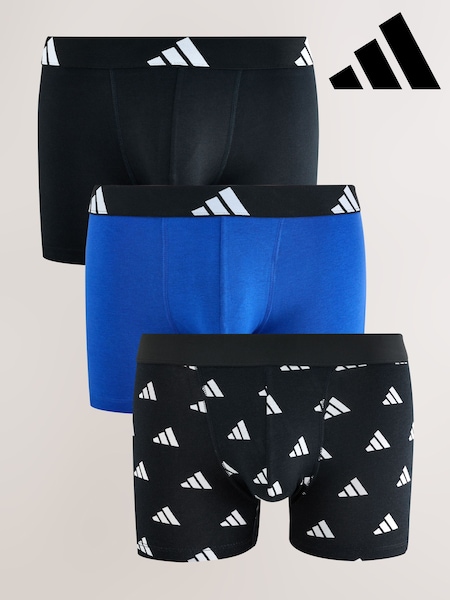 adidas Black/Navy Active Flex Cotton Trunks 3 pack (AT2626) | £35
