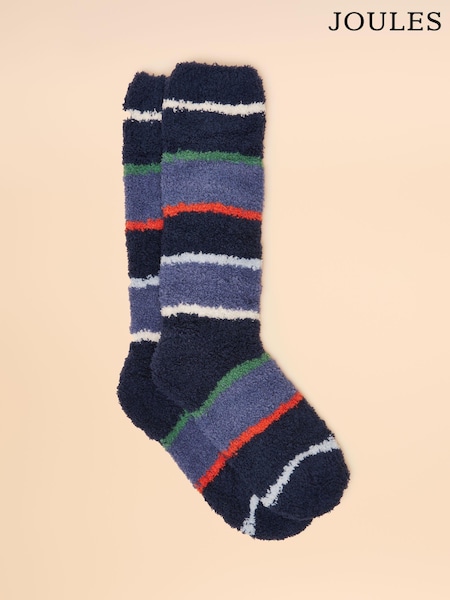 Joules Fluffy Blue Stripe Socks (AT2737) | £6.95