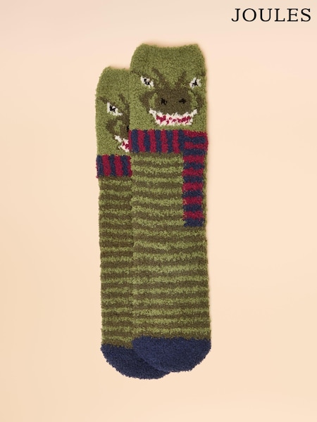 Joules Kids Fluffy Green Character Socks (AT2739) | £6.95