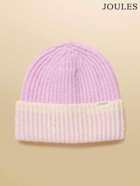 Joules Kids Wanderer Lilac Purple Beanie Hat (AT2763) | £9.95