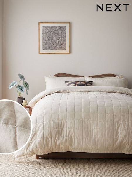 Natural Quilted Duvet Cover and Pillowcase Set (AT2794) | £55 - £85