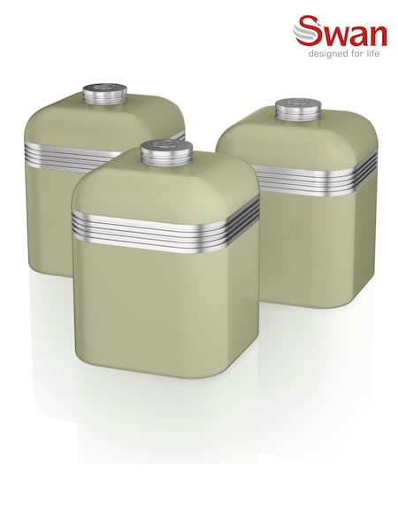 Swan Set of 3 Green Retro Kitchen Storage Canisters (AT3039) | £28