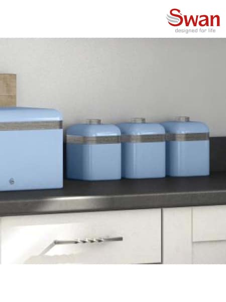 Swan Set of 3 Blue Retro Kitchen Storage Canisters (AT3040) | £28