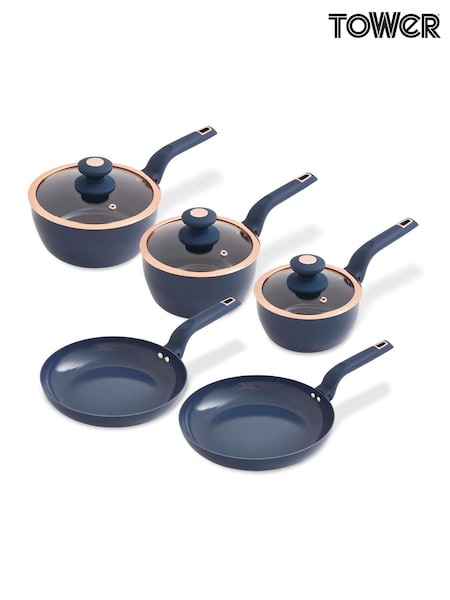 Tower 5 Piece Midnight Blue Cavaletto Cookware Set (AT3045) | £100