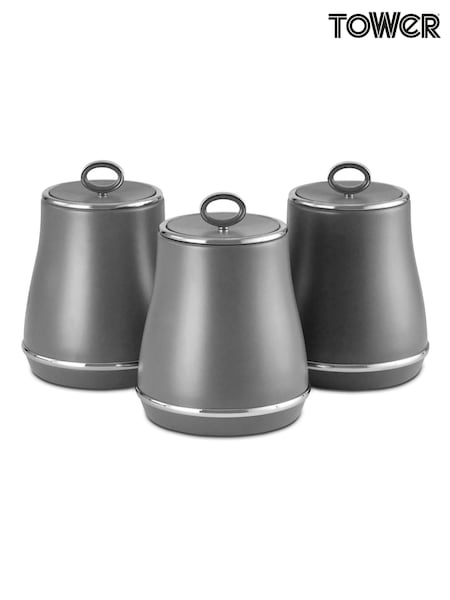 Tower Set of 3 Grey Renaissance Storage Canisters (AT3051) | £40