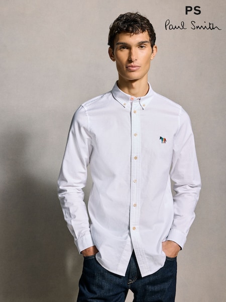 PS Paul Smith Zebra Print Logo Oxford Shirt (AT3120) | £135