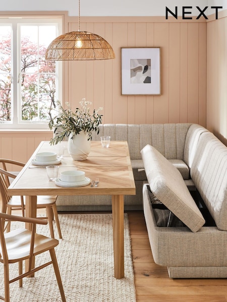 Chunky Weave Mid Natural Anderson Storage Left Hand Dining Bench (AT3431) | £1,350