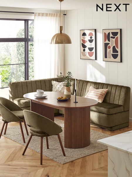 Plush Chenille Moss Green Anderson Storage Left Hand Dining Bench (AT3434) | £1,350