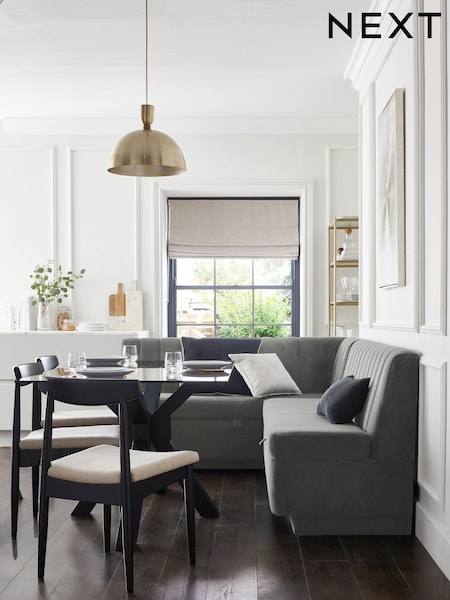 Soft Velvet Grey Anderson Storage Left Hand Dining Bench (AT3435) | £1,299