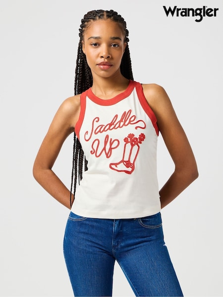 Wrangler White Ringer Tank (AT3440) | £30