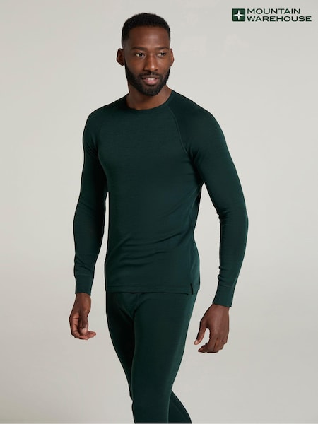 Mountain Warehouse Green Merino Mens Round Neck Thermal Top (AT3500) | £48