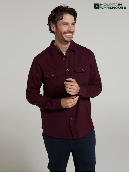 Mountain Warehouse Dark Purple 100% Cotton Trace Mens Flannel Long Sleeve Shirt (AT3505) | £24