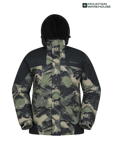 Mountain Warehouse Green Shadow II Mens Fleece Lined Printed Snow Ski Jacket (AT3516) | £72