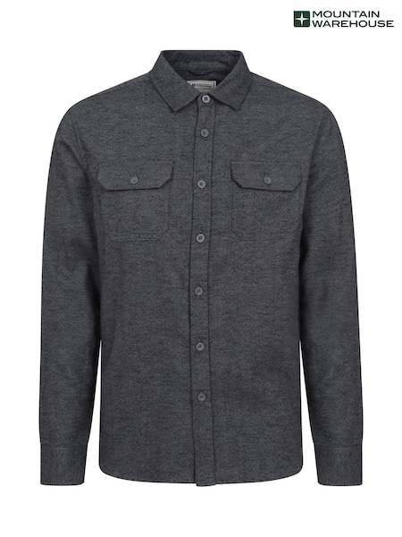 Mountain Warehouse Grey 100% Cotton Trace Mens Flannel Long Sleeve Shirt (AT3558) | £24