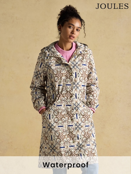 Joules Holkham Horse Tack Stone Waterproof Packable Raincoat with Hood (AT3582) | £75