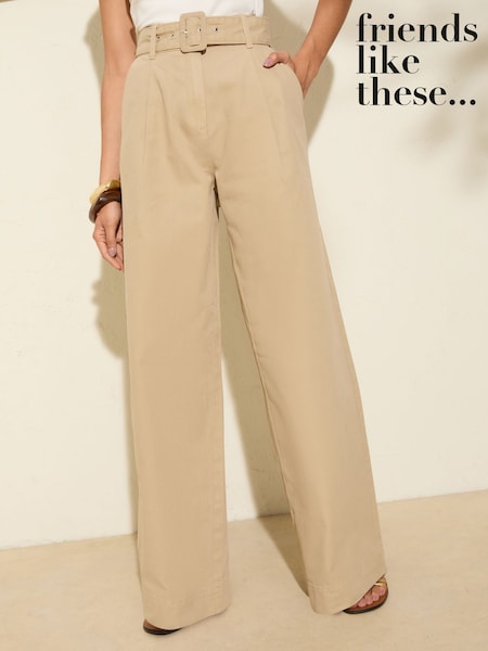 Friends Like These Camel Belted Wide Leg Trousers (AT3583) | £40