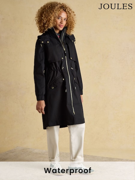 Joules Elbridge Black Waterproof coat with Hood (AT3602) | £159