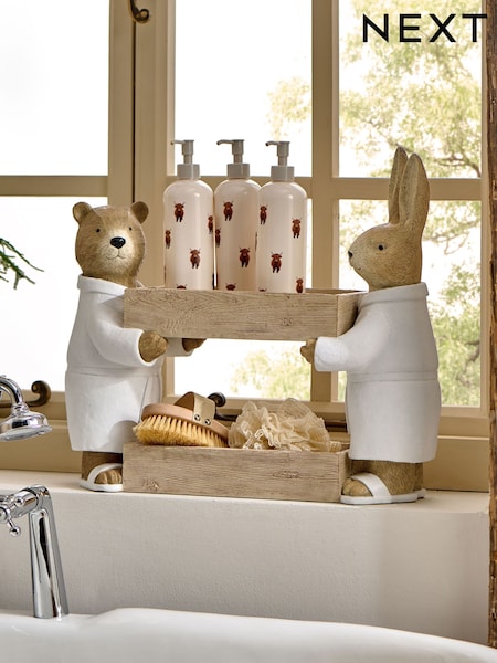 Natural Bertie Bear and Rosie Rabbit Storage Caddy (AT3621) | £120