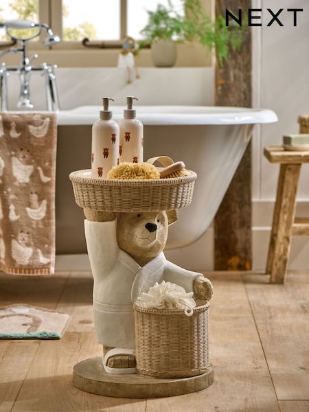 Natural Bertie Bear Basket Bath Side Table (AT3622) | £135
