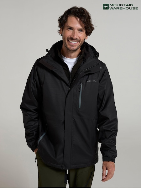 Mountain Warehouse Black Bracken Extreme Mens Waterproof 3-In-1 Jacket (AT3801) | £160