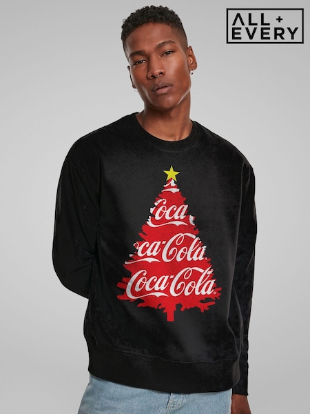 All + Every Black Coca Cola Christmas Tree Mens Sweatshirt (AT3847) | £35