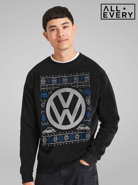 All + Every Black Black Volkswagen Christmas Festive Logo Mens Sweatshirt (AT3848) | £35
