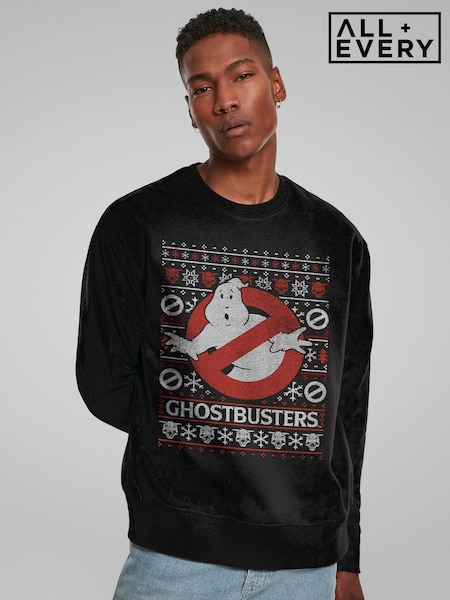 All + Every Black No Ghost Christmas Knit Mens Sweatshirt (AT3852) | £35