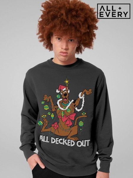 All + Every Grey Scooby Doo Christmas All Decked Out Mens Sweatshirt (AT3862) | £35