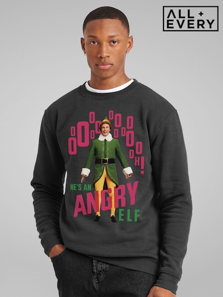 All + Every Grey Christmas He's An Angry Elf Mens Sweatshirt (AT3867) | £35