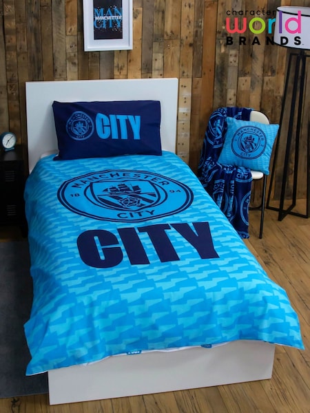 Character World Blue Manchester City FC Reversible Polycotton Duvet Cover Set (AT3877) | £26 - £36