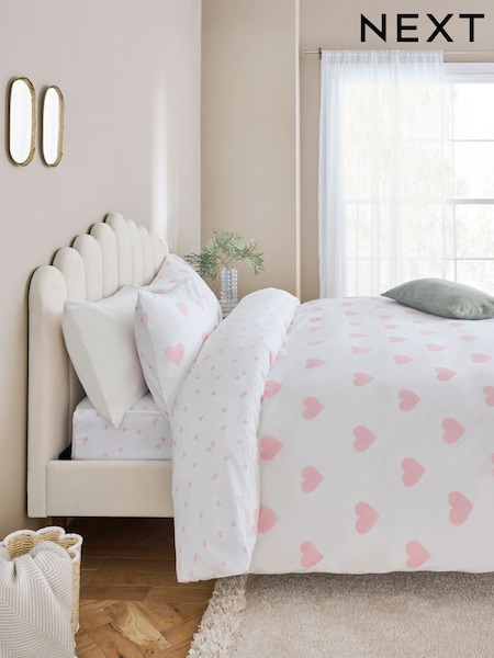 Pink Heart Reversible Duvet Cover and Pillowcase Set (AT3923) | £0