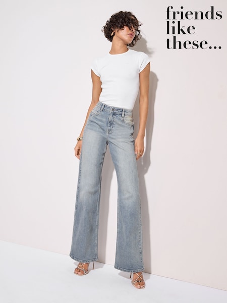 Friends Like These Bleach Blue Relaxed Wide Leg Jeans (AT3933) | £36